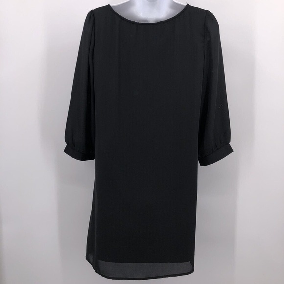 YA LA Sz S Black Dress 3/4 Sleeve Ivory Pattern Pullover Classic NEW NWT - Picture 5 of 6